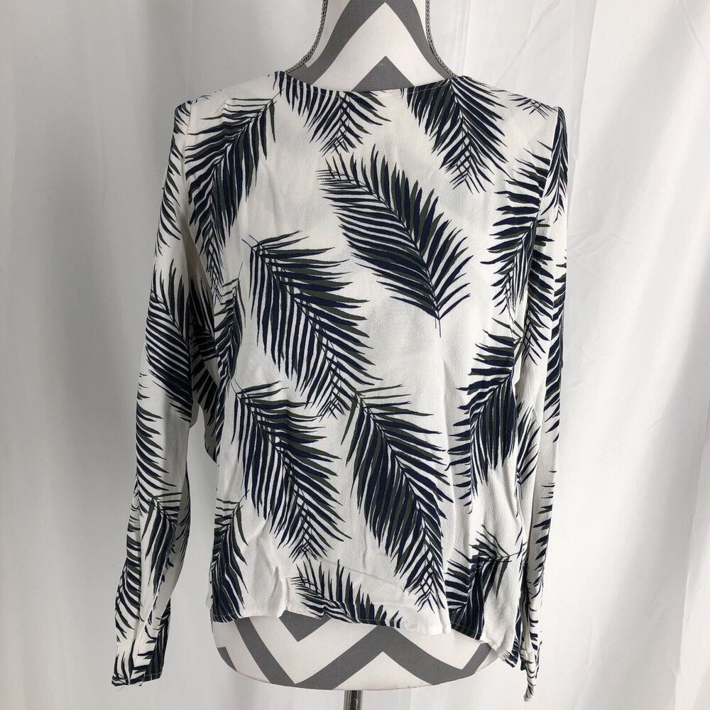JUST Backless Long Sleeve Tropical Print Blouse XS